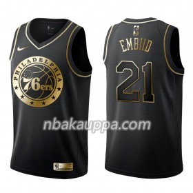 Philadelphia 76ers Joel Embiid 21 Nike Musta Golden Edition Pelipaidat Swingman - Miesten